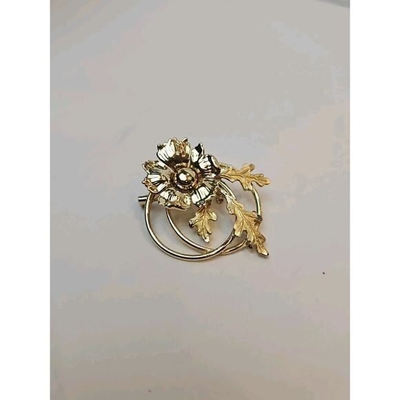 Lot Of Six Gold Tone Vintage Pin Brooches - Picture 9 of 16